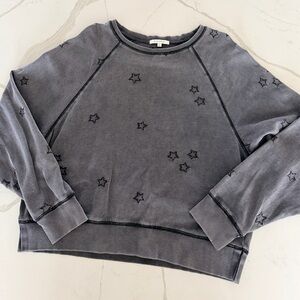Z Supply Bo Embroidered Charcoal Star Sweatshirt
